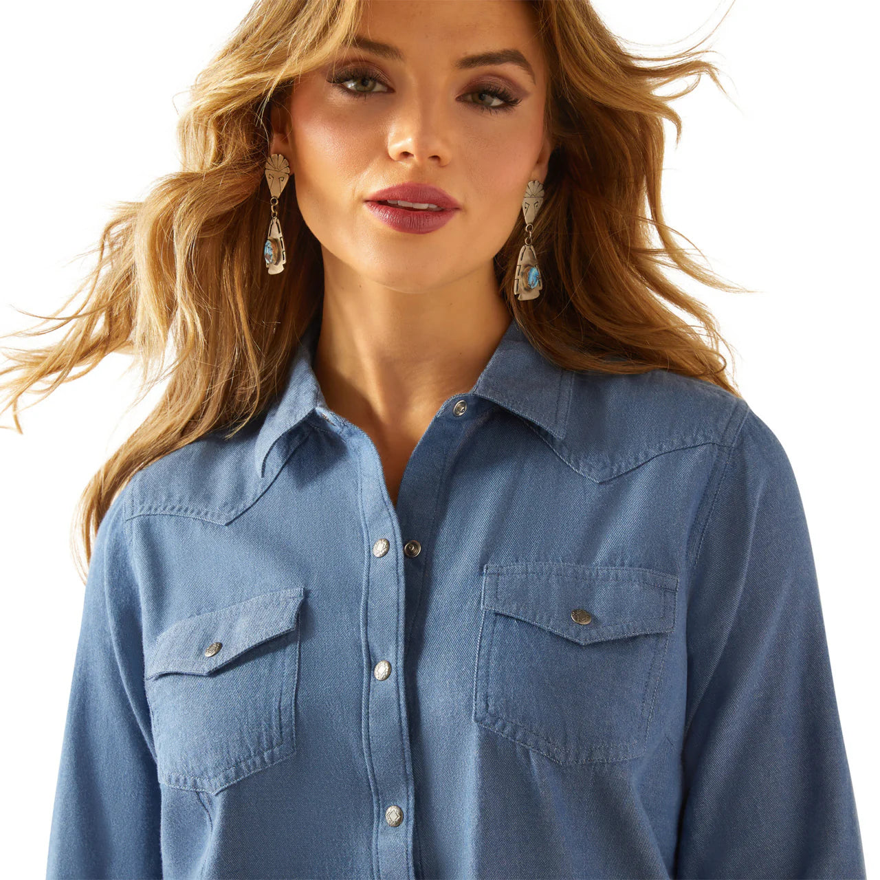 EVERYDAY WESTERN CHAMBRAY TOP