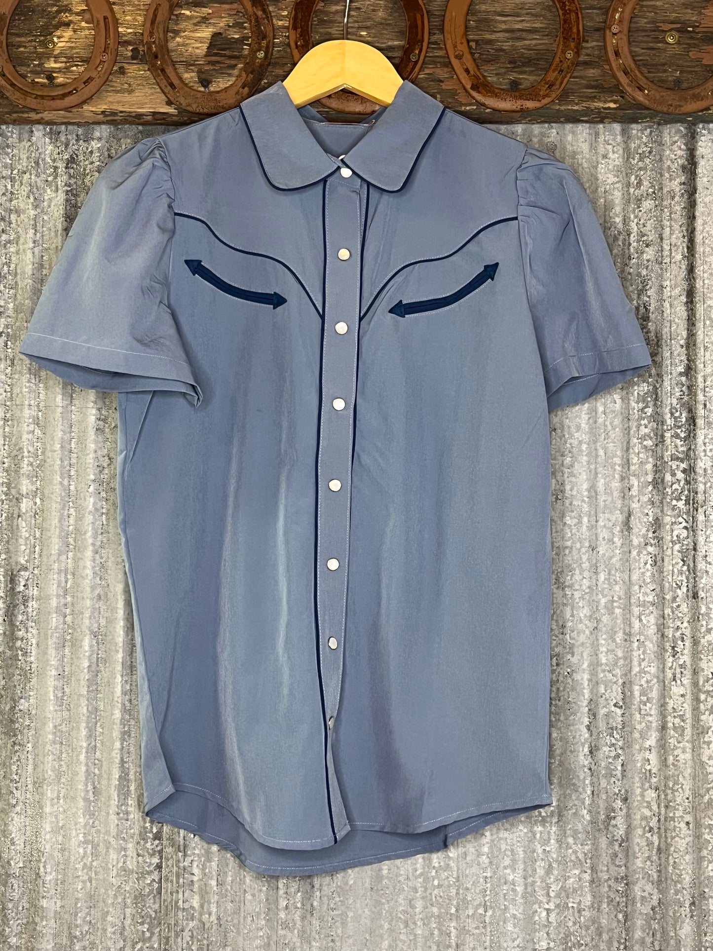 Pearl Snap Blue and Navy