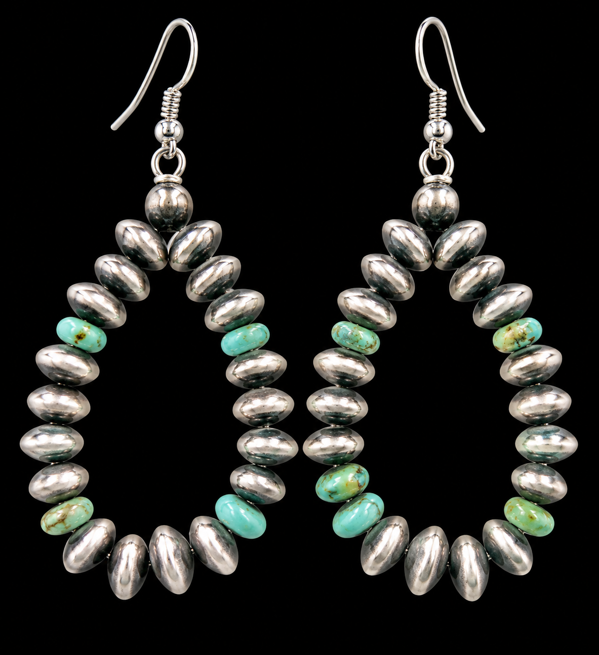 Beaded pearl and turquoise earrings