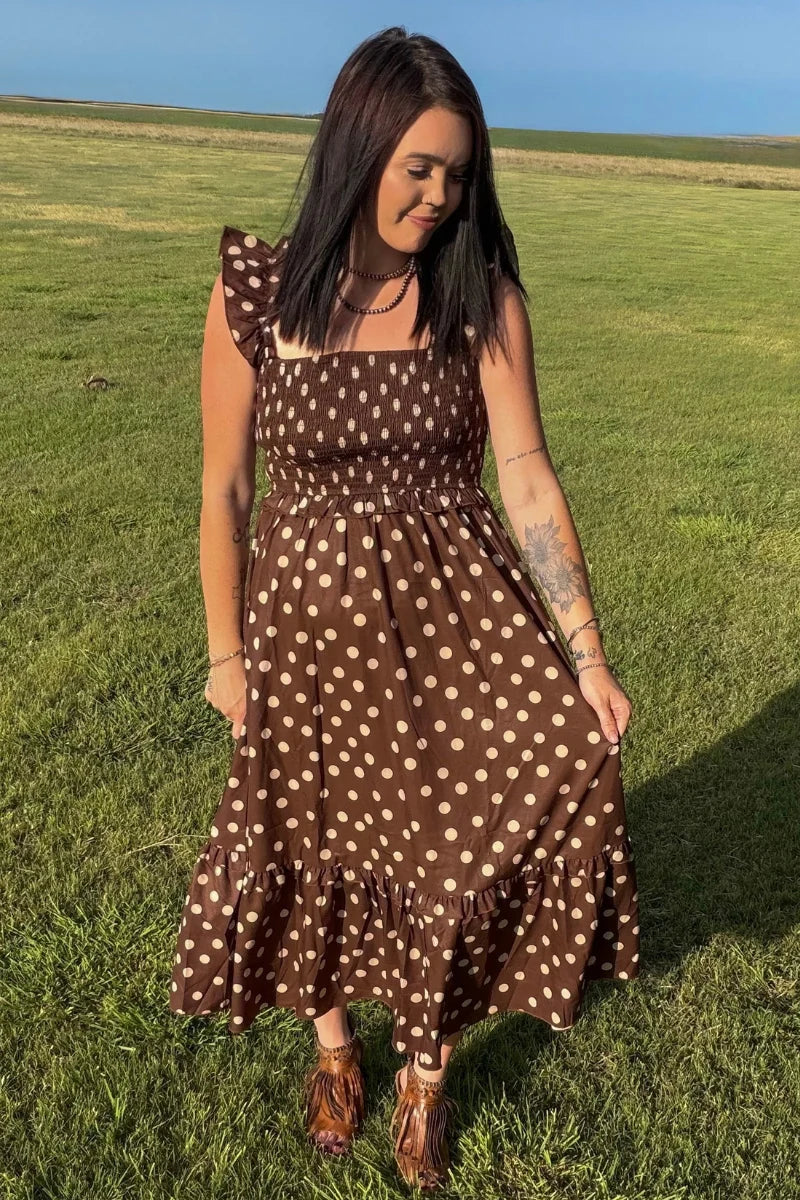 MOCHA DOT DRESS