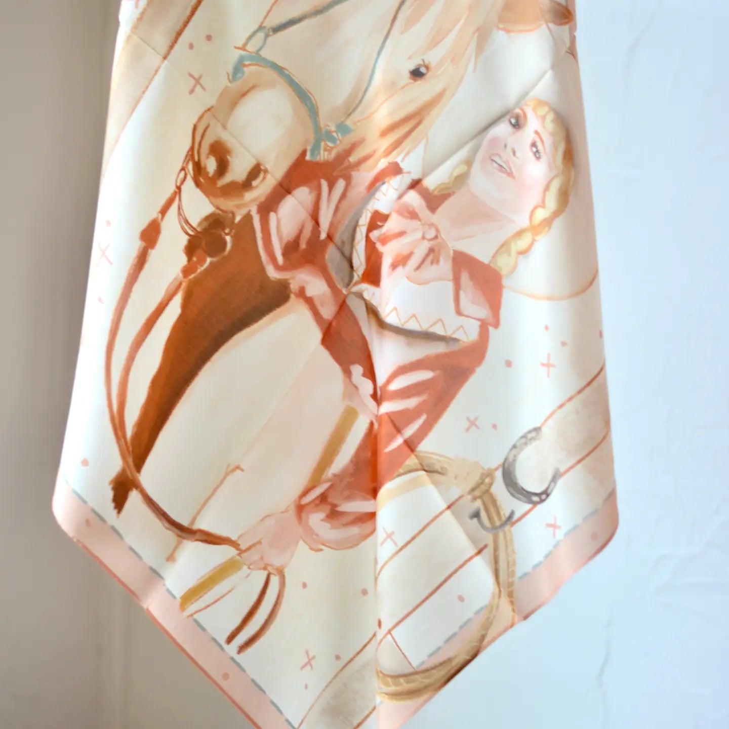 VINTAGE COWGIRL AND HORSE SILK WILD RAG