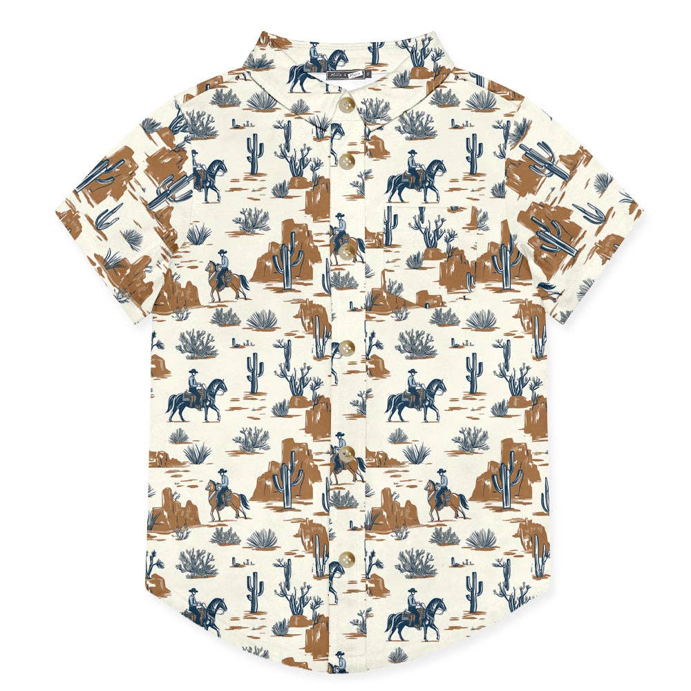 Kids Cream Western Frontier Short-Sleeve Button-Up: Cream / 10