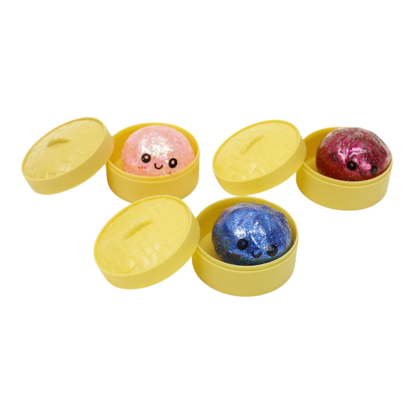 Mini Glitter Gel Bead Squishy Dumpling With Steamer SQ6606-3 (12PC): ASSORTED