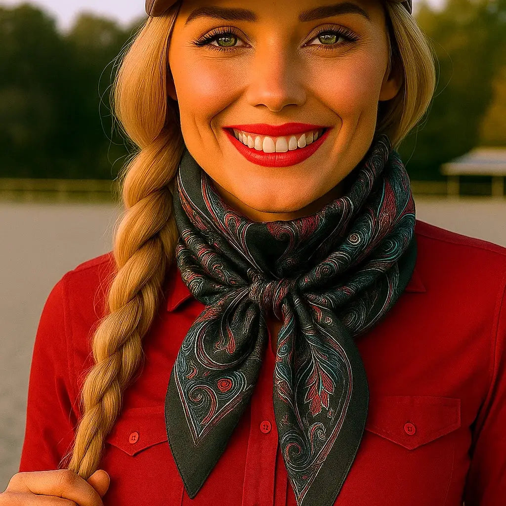 35X35" Black Floral Wild Rag / Scarf WR1023