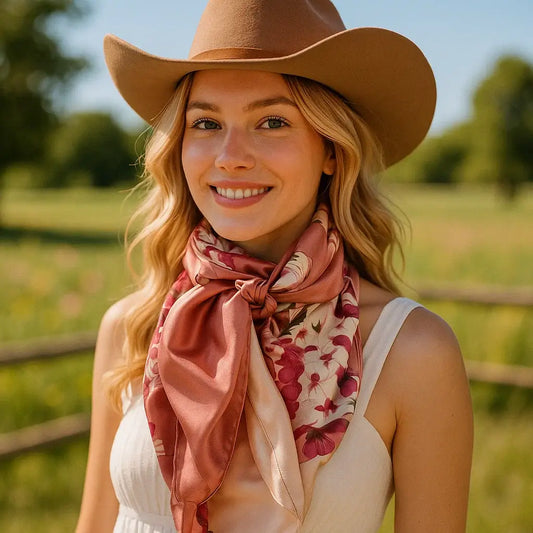 35X35" Raspberry Pink Floral Wild Rag/Scarf WR403