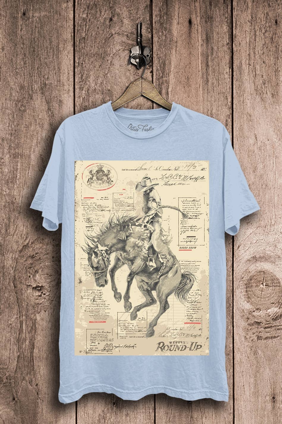 Wild West Cowboy Graphic Top: Mocha Mineral Wash / S