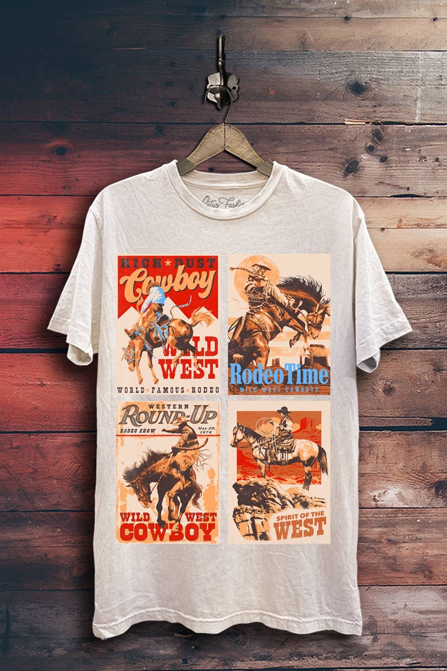 Western Spirit Graphic Top: Vintage Wine Mineral Wash / XL