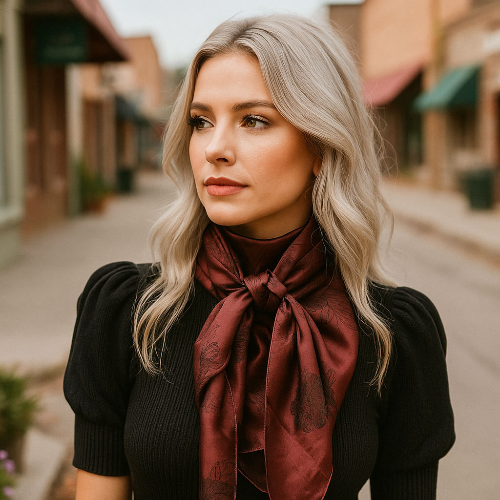 42X42"  Brown Jacquard XL Wild Rag / Scarf WR3522