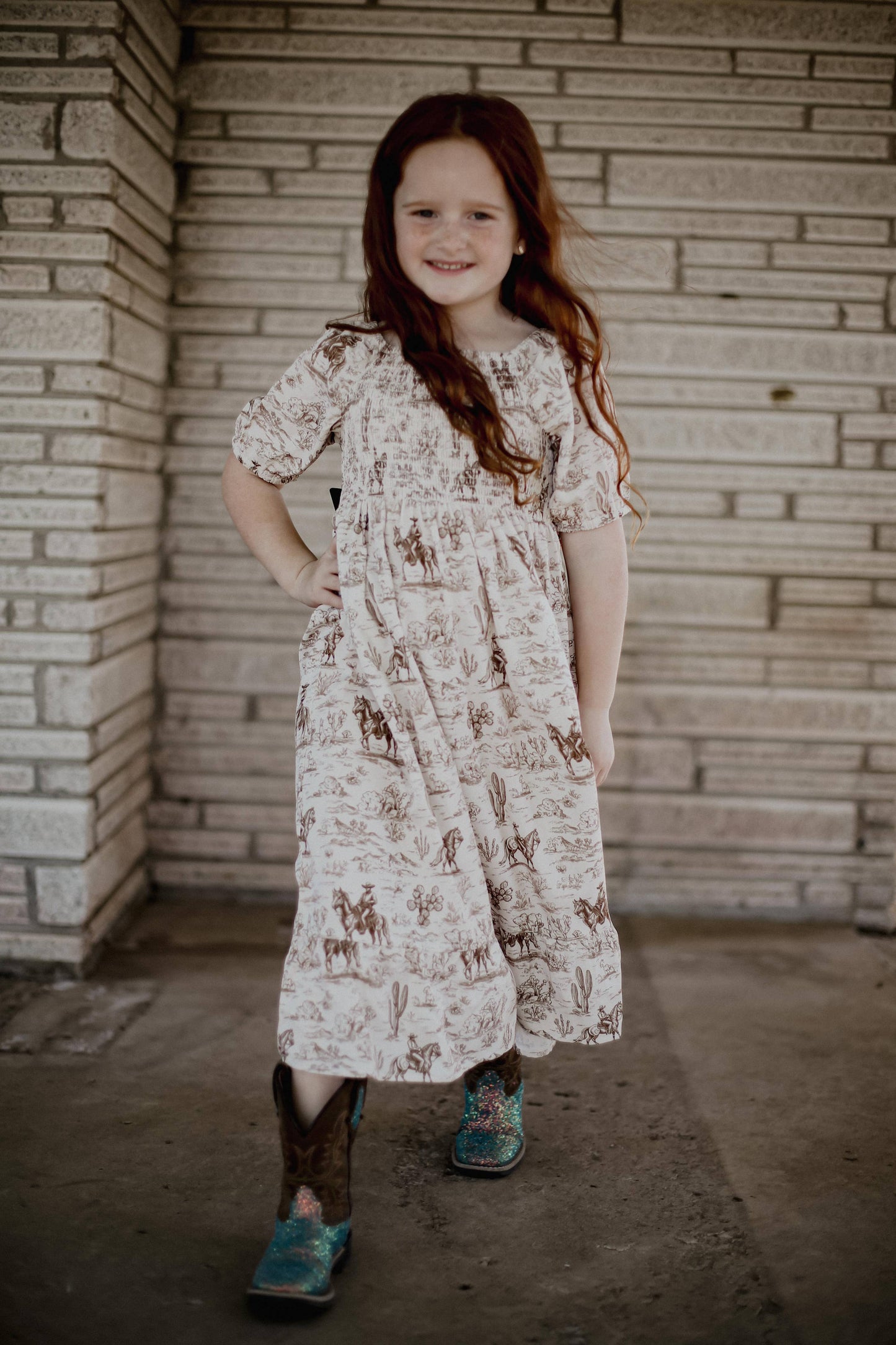Cactus & Cowboy - Youth Smocked SS Dress