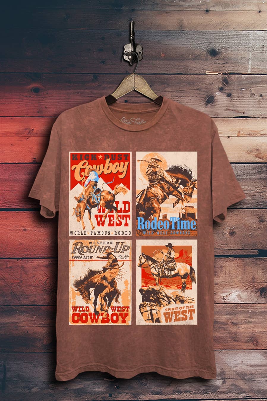 Western Spirit Graphic Top: Vintage Wine Mineral Wash / S