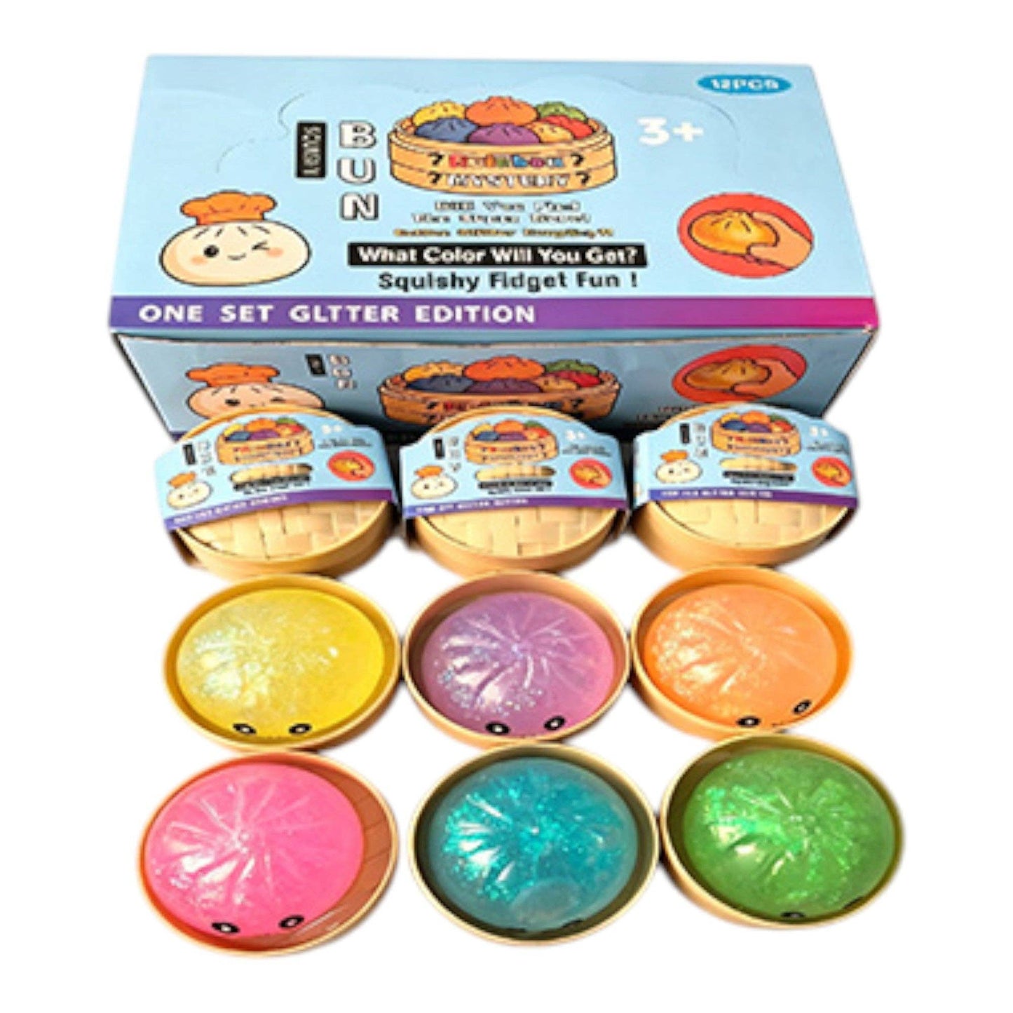 Glitter Bun Squishy Dumpling JT6527-8. (12PC): ASSORTED