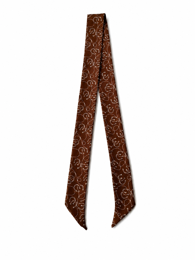 Brown Horseshoe & Rope Silk Twilly
