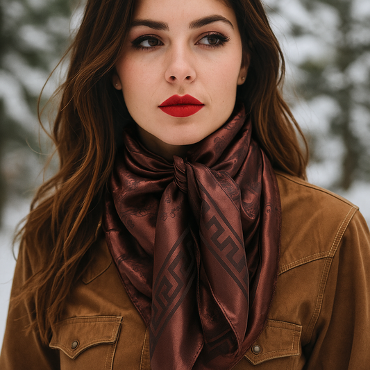 35X35" Brown Jacquard Wild Rag / Scarf WR4002