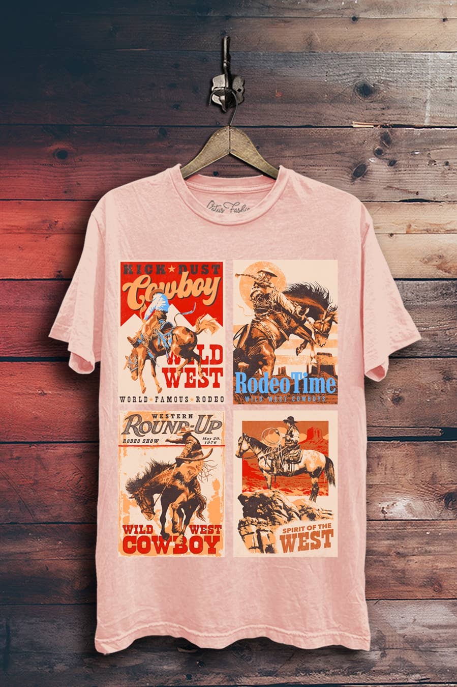 Western Spirit Graphic Top: Vintage Wine Mineral Wash / M