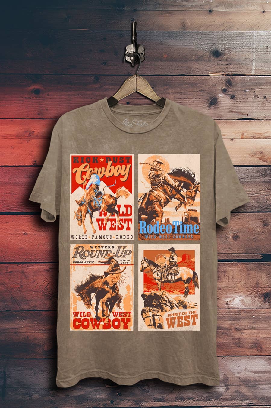 Western Spirit Graphic Top: Vintage Wine Mineral Wash / S