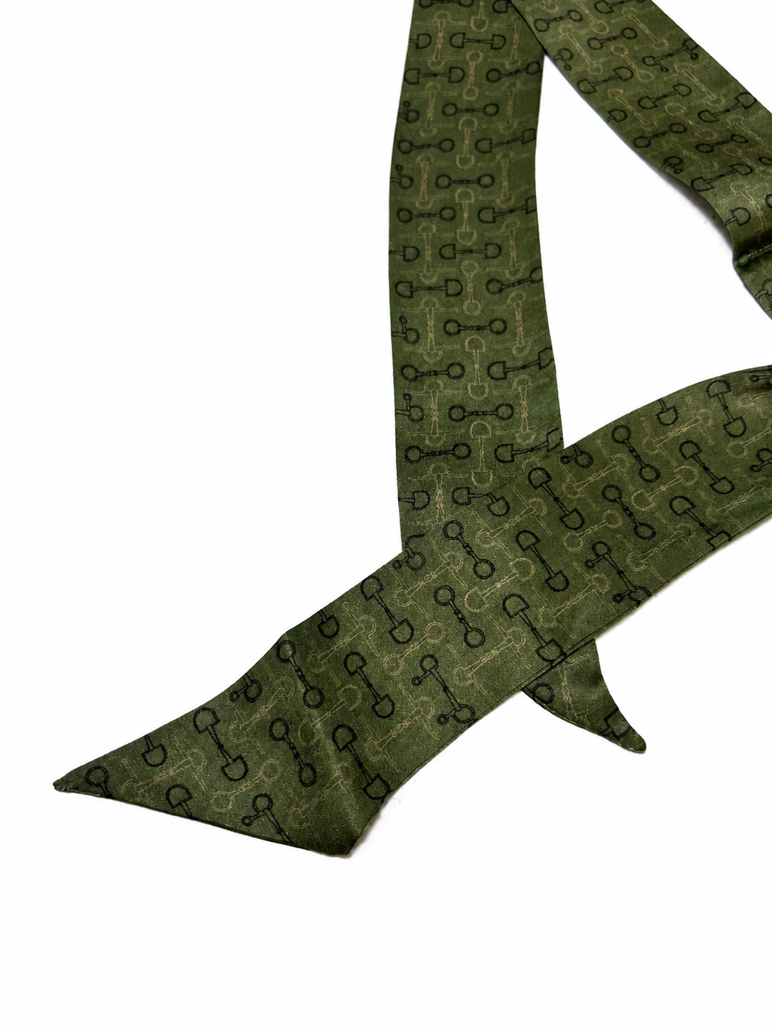 Olive Green Equestrian Bit Silk Twilly