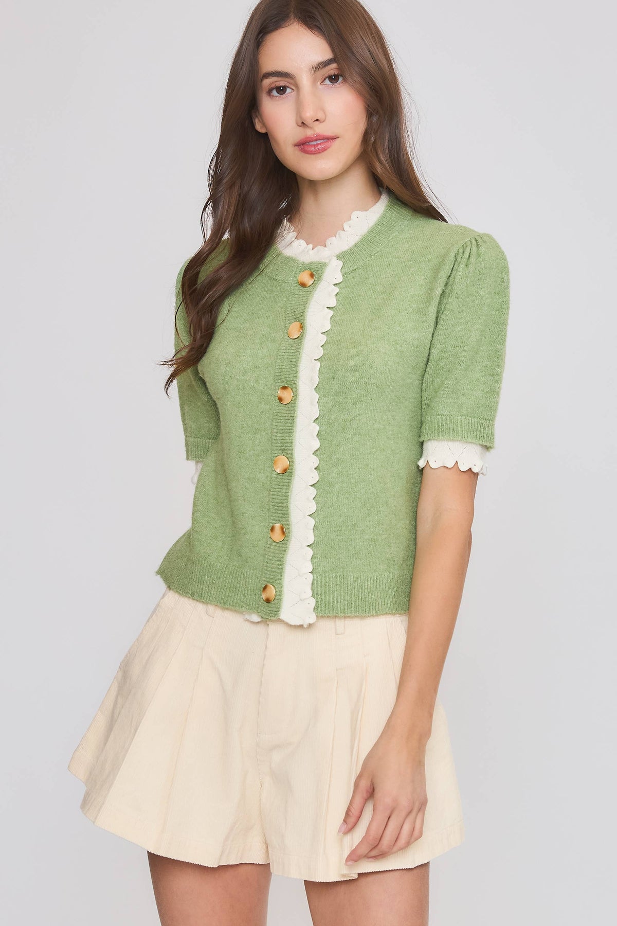 SCALLOPED CARDIGAN