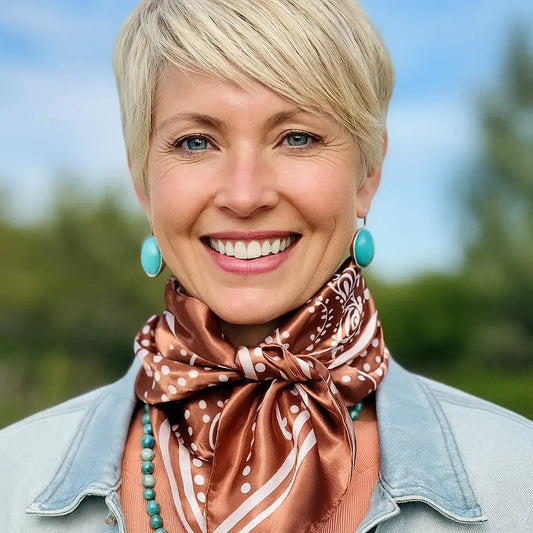 35X35"  Copper Floral Paisley Wild Rag/Scarf WR3381