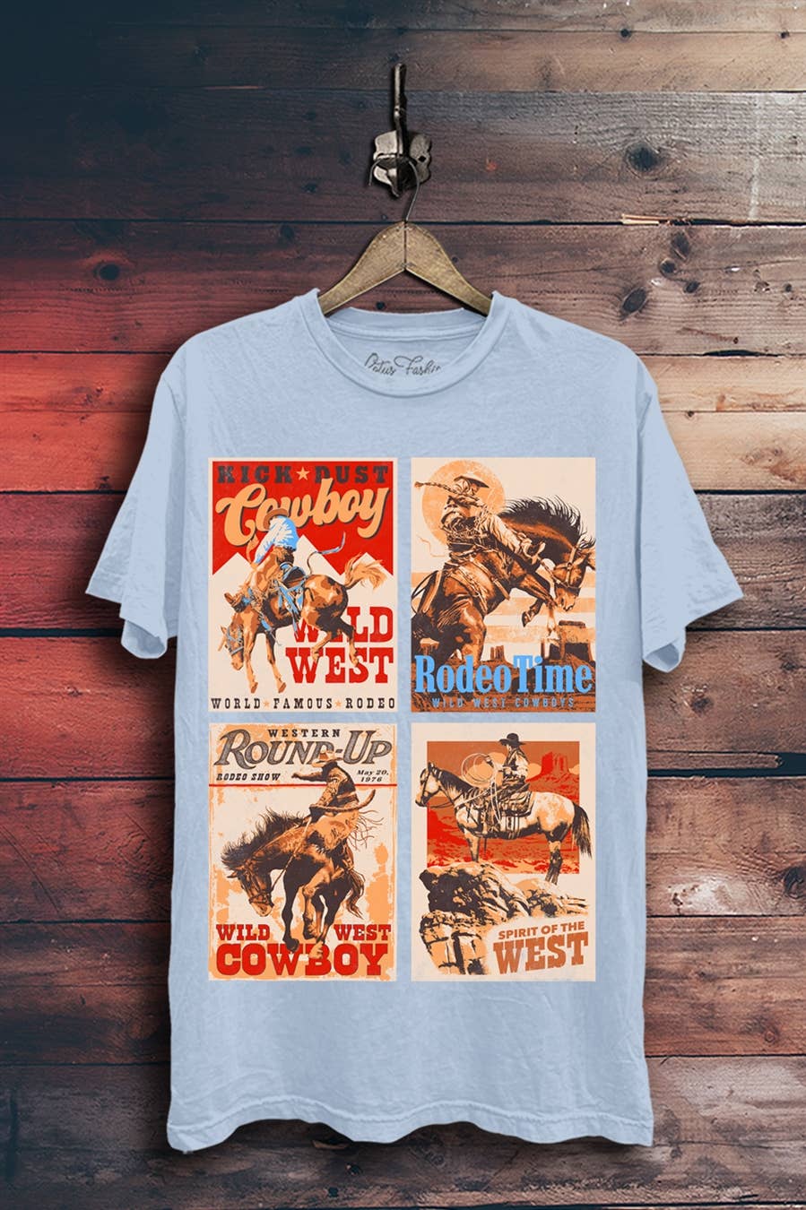 Western Spirit Graphic Top: Vintage Wine Mineral Wash / M