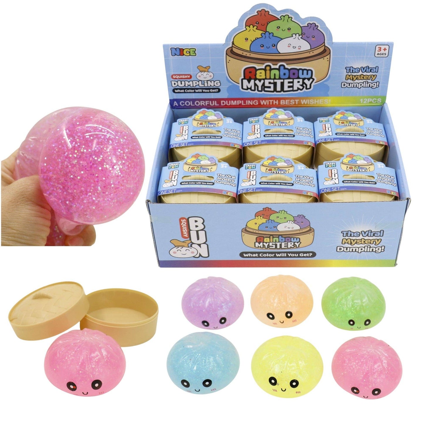 Glitter Bun Squishy Dumpling JT6527-8. (12PC): ASSORTED