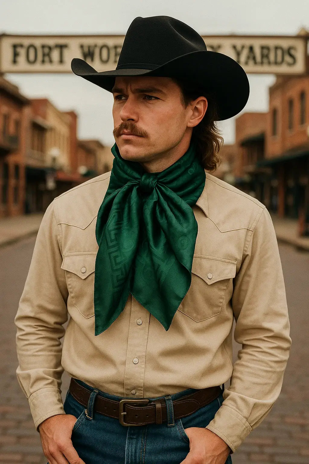 42X42"  Emerald Jacquard XL Wild Rag / Scarf WR3722