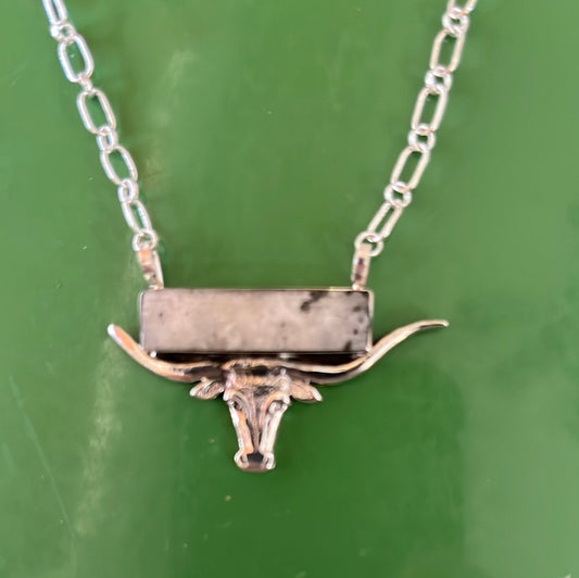 Steer head white Buffalo necklace