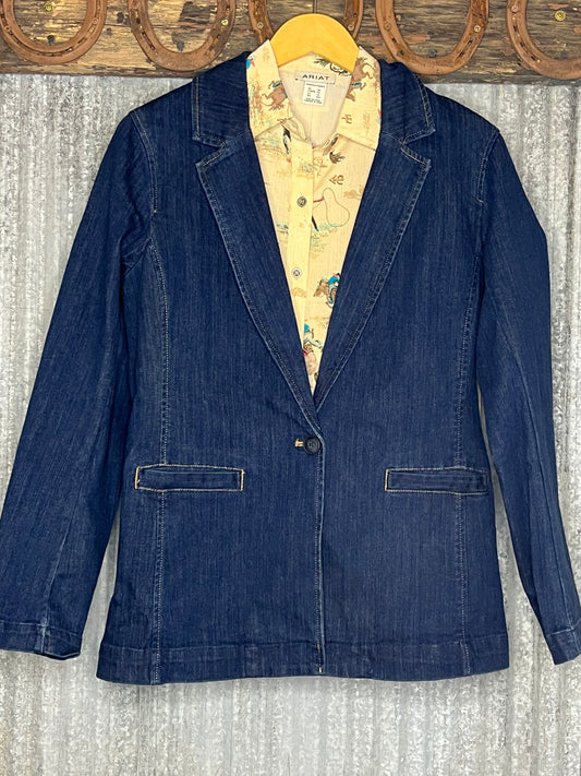 THE MIDNIGHT WOMENS DENIM BLAZER