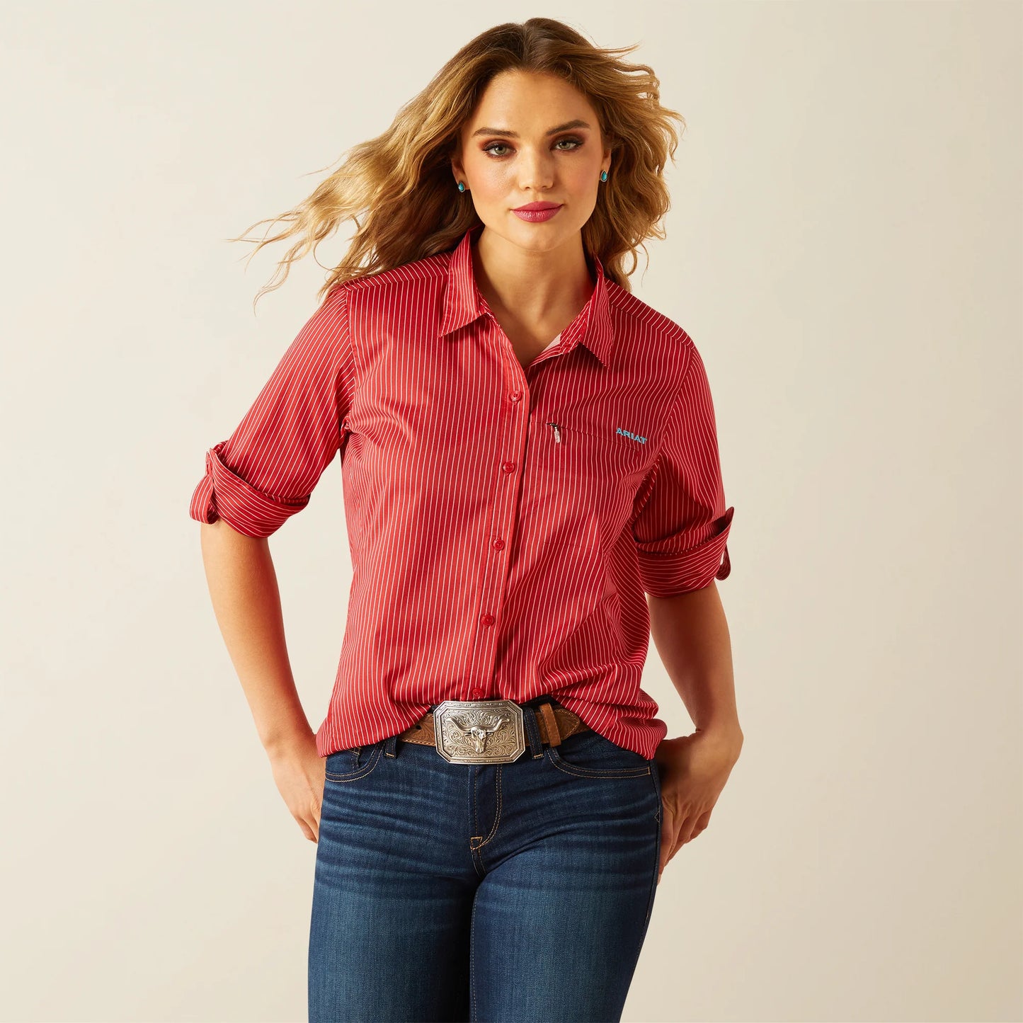 EQUESTRIAN RED STRIPE TOP