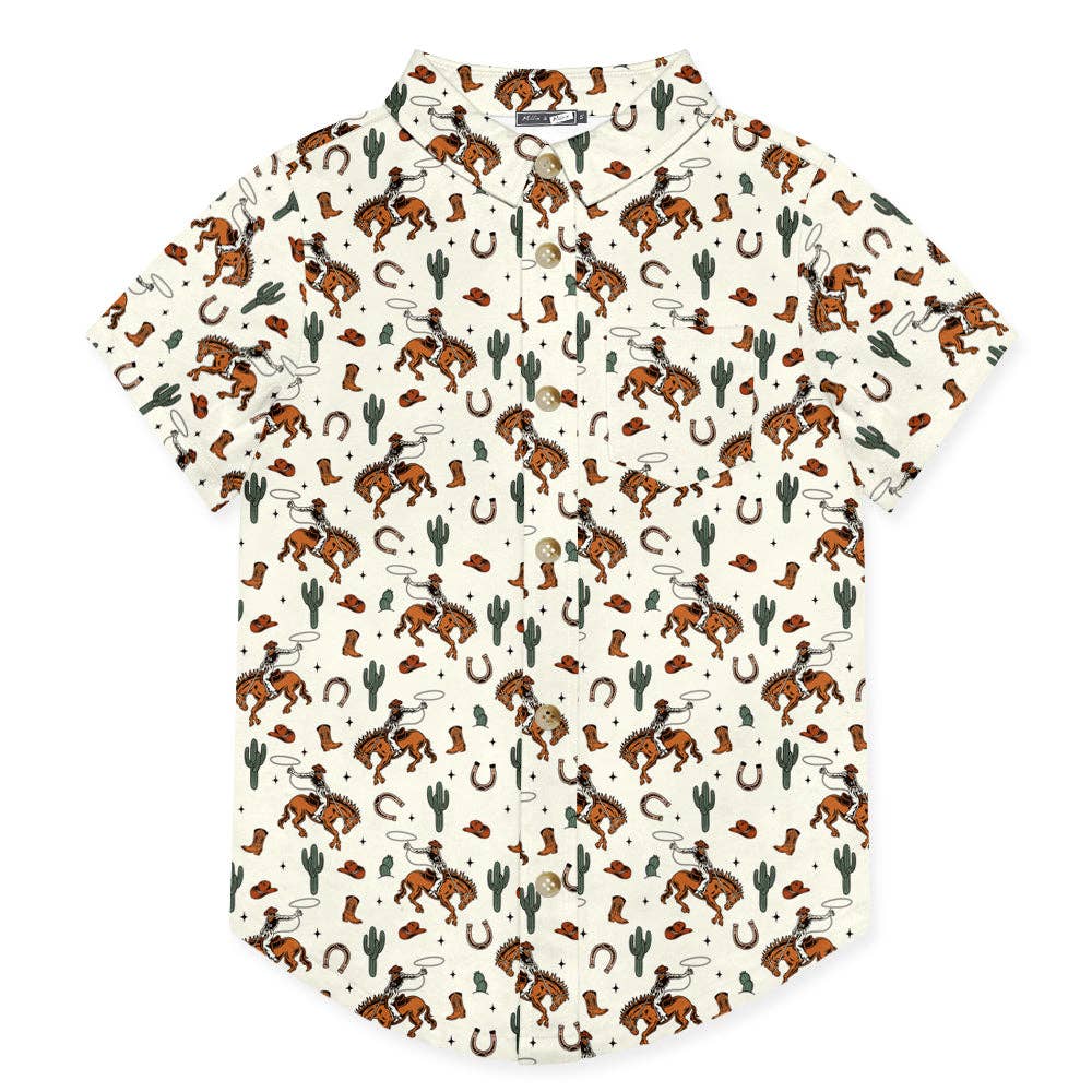 Kids Rodeo Cactus Short-Sleeve Shirt: Cream / 8