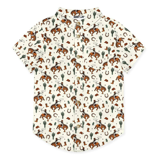 Kids Rodeo Cactus Short-Sleeve Shirt: Cream / 8