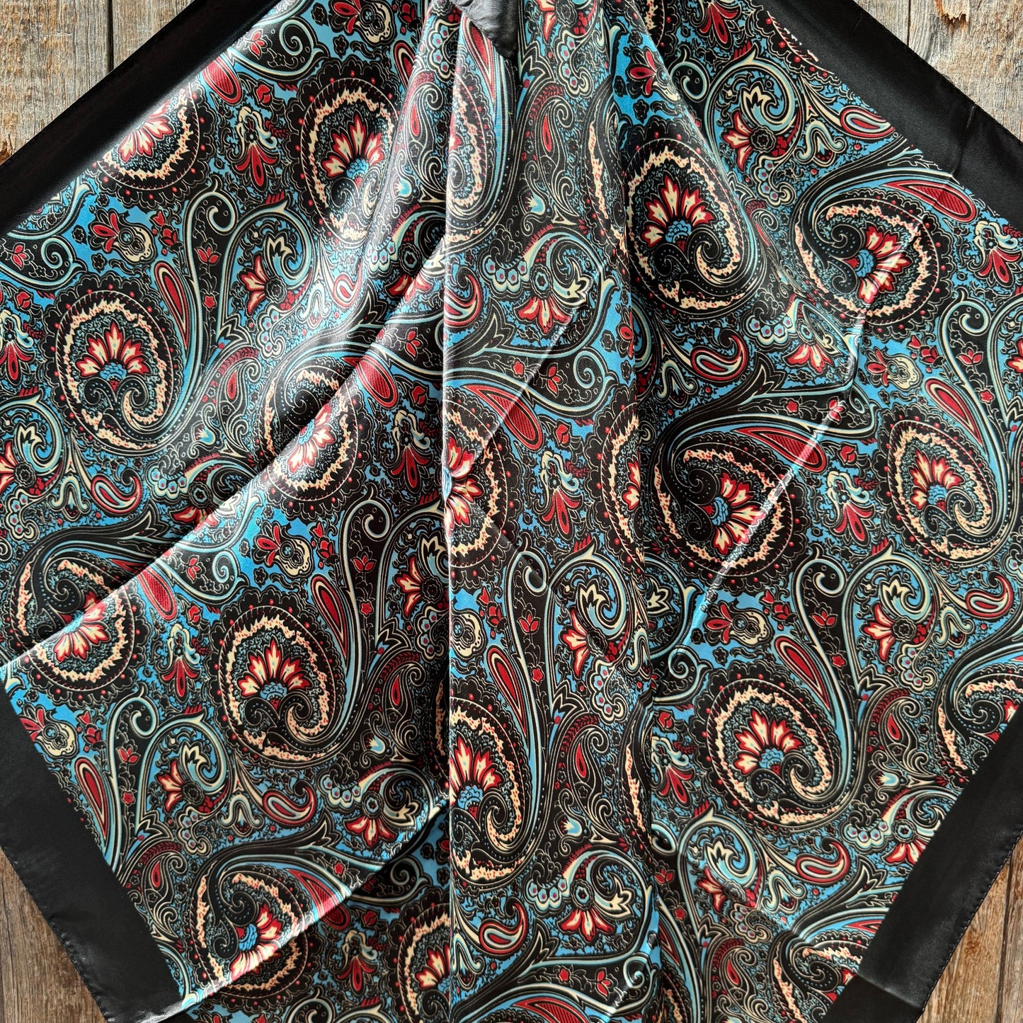 35X35" Black Floral Wild Rag / Scarf WR1023