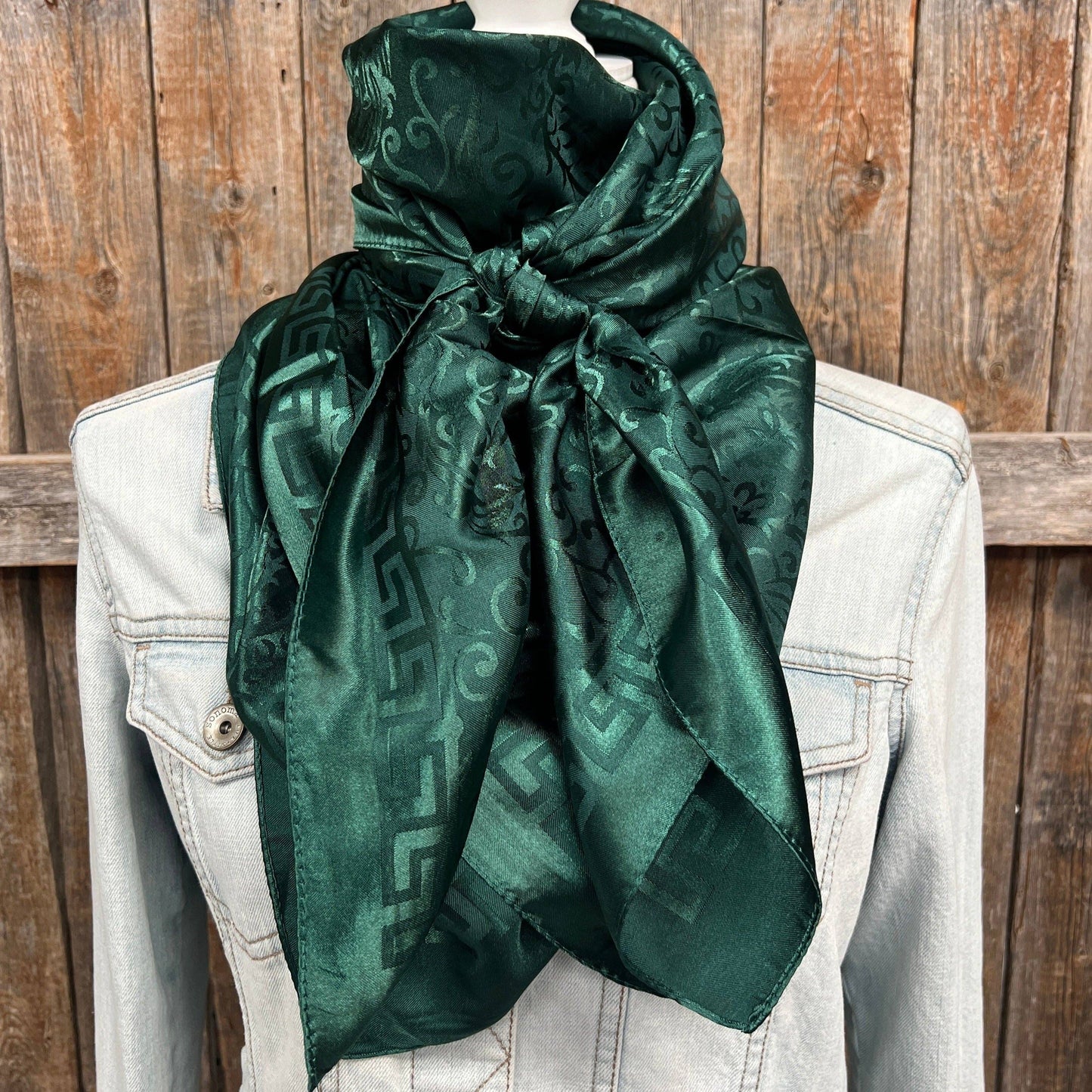 42X42"  Emerald Jacquard XL Wild Rag / Scarf WR3722