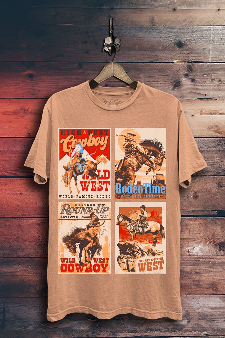 Western Spirit Graphic Top: Vintage Wine Mineral Wash / L