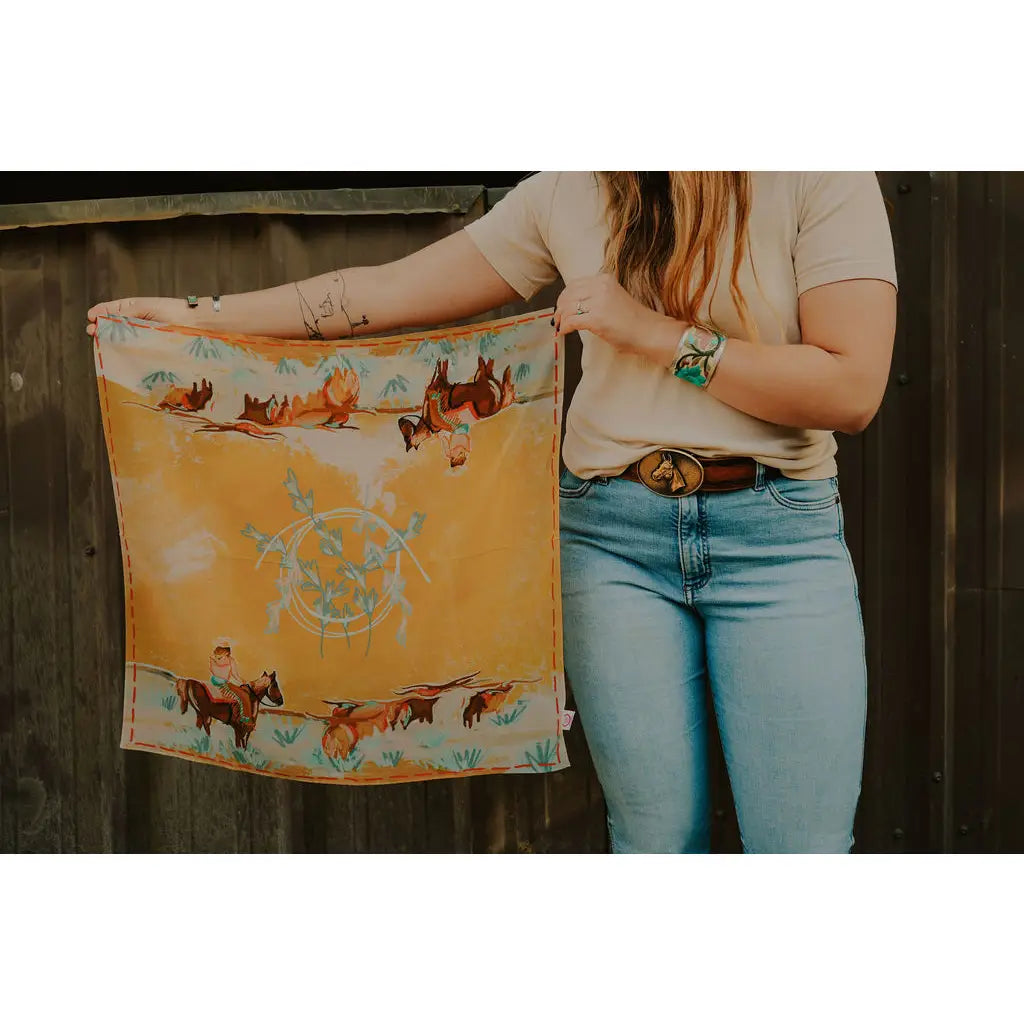 LONGHORN OPEN RANGE SILK SCARF