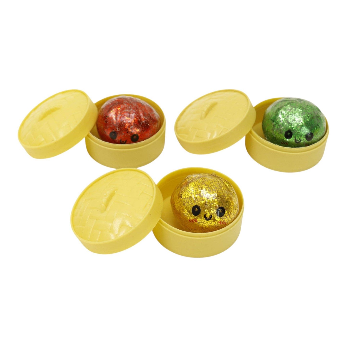 Mini Glitter Gel Bead Squishy Dumpling With Steamer SQ6606-3 (12PC): ASSORTED