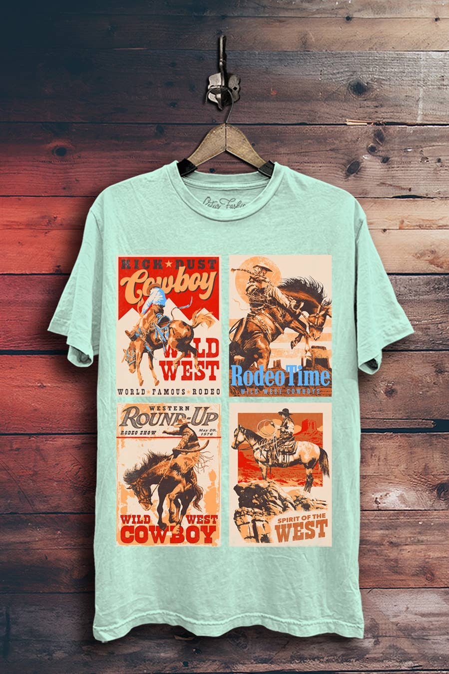 Western Spirit Graphic Top: Vintage Wine Mineral Wash / S