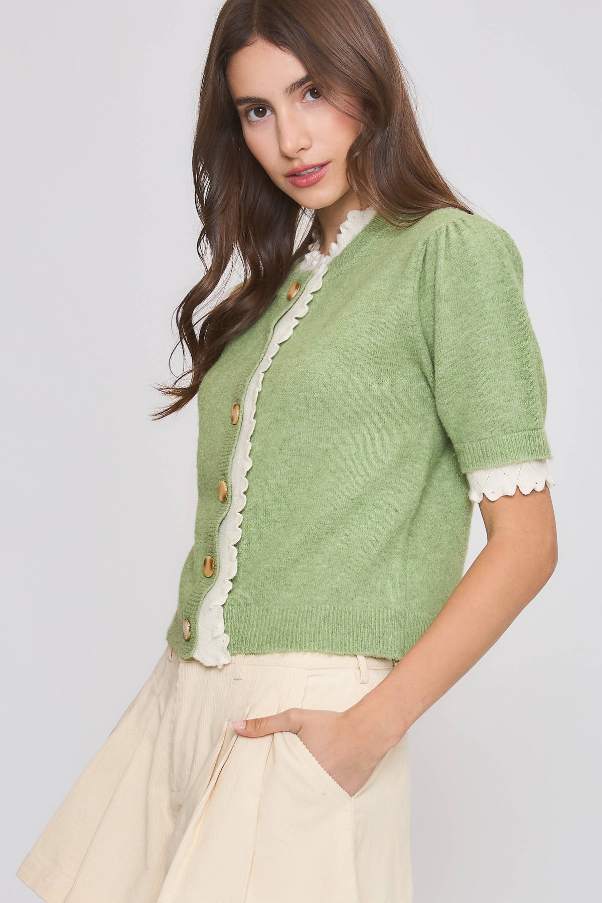 SCALLOPED CARDIGAN