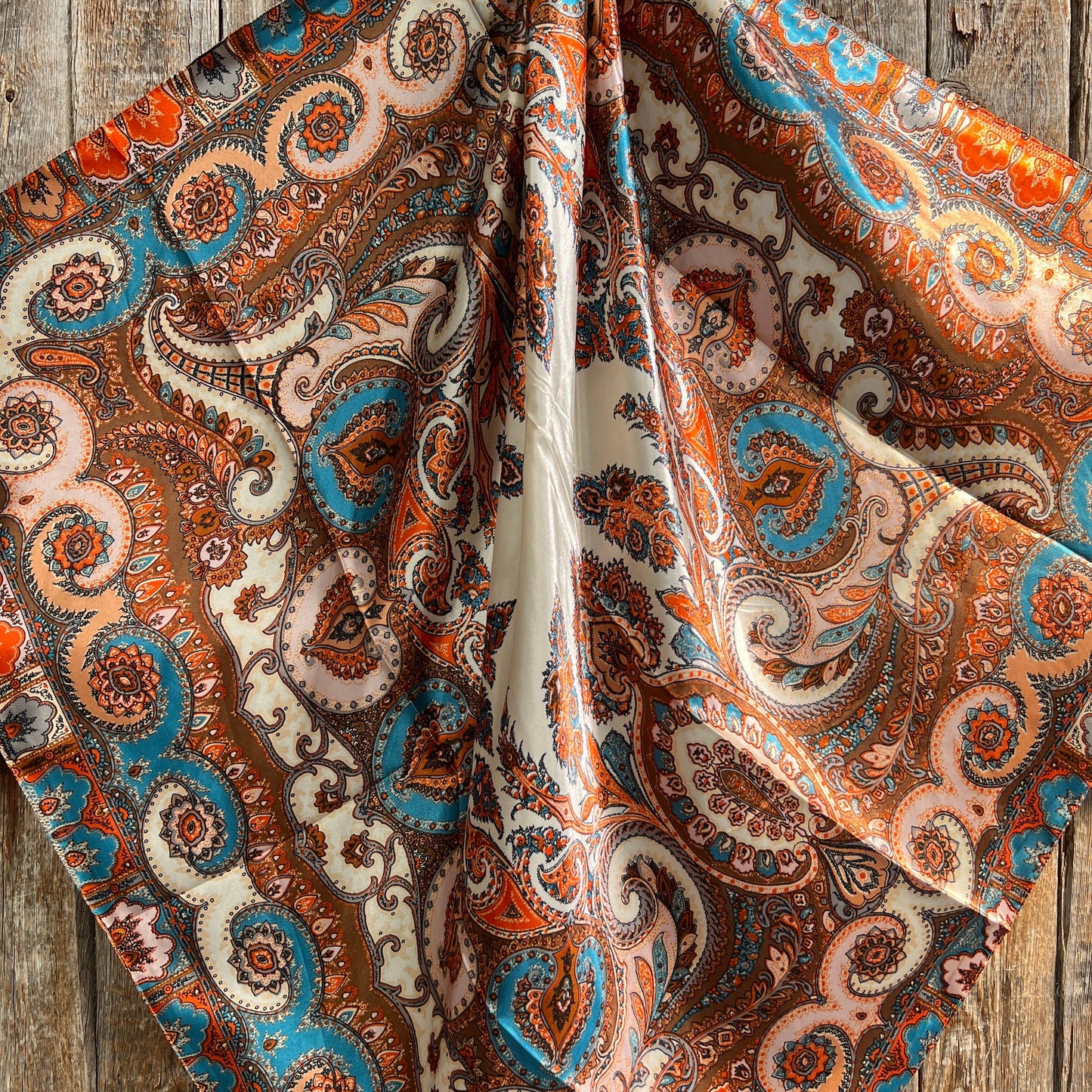 35X35"  Tan & Cream Paisley Wild Rag/Scarf WR907