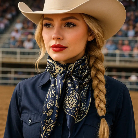 35X35"  Royal Blue & Cream Paisley Wild Rag/Scarf WR144