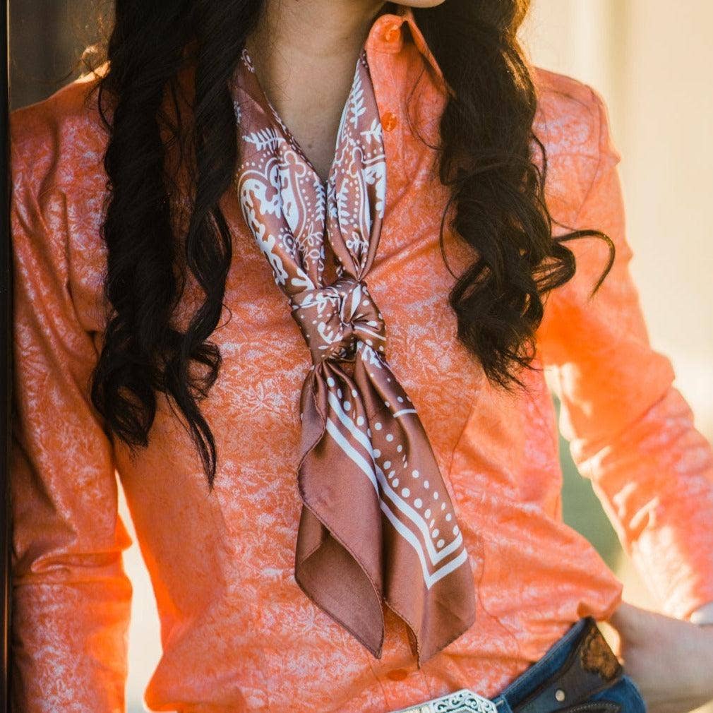 35X35"  Copper Floral Paisley Wild Rag/Scarf WR3381