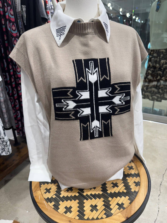 Santa Fe cross western sweater vest TOP