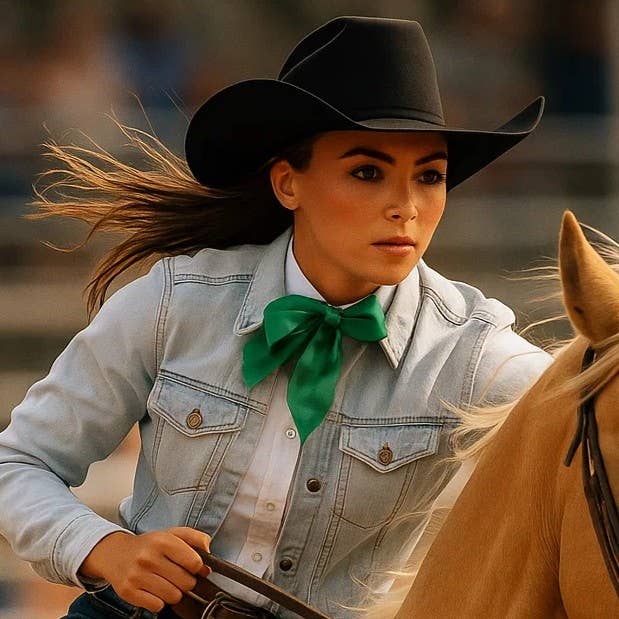 Green Western Skinny Mini Wild Rag Scarf / Cowgirl Necktie  #TW310