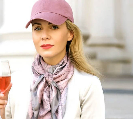 35X35"  Pink & Grey Paisley Wild Rag/Scarf WR3400