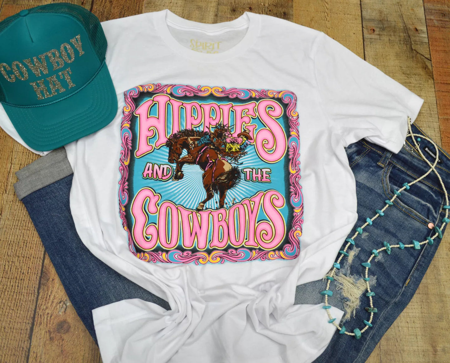 HIPPIES AND COWBOYS TEE