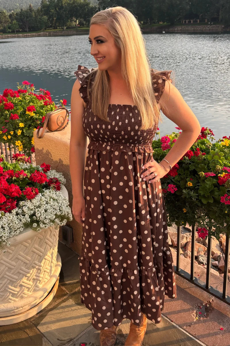 MOCHA DOT DRESS